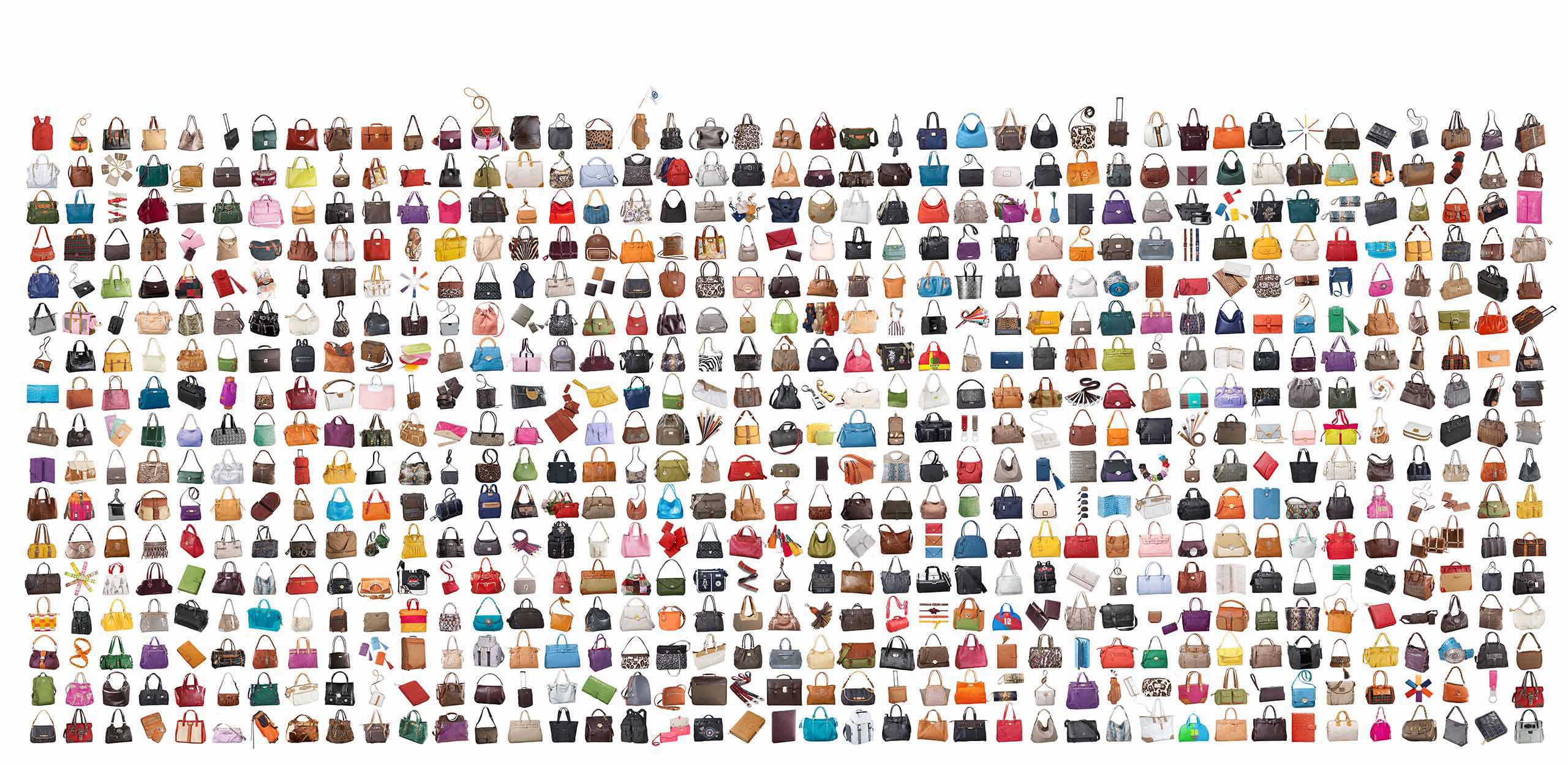 sehr viele Produktfotos von Handtaschen visualisiert als Bilderteppich